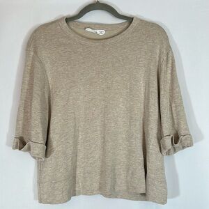 Mango Beige Cropped Basic T-Shirt
